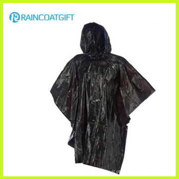 Poncho de chuva de emergência PE preto Rpe-099